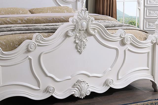 Francione E.King & Queen Bed White & Chrome - Visions in Furniture (La Mirada, CA)