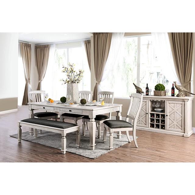 Georgia Antique White/Gray Bench - Visions in Furniture (La Mirada, CA)