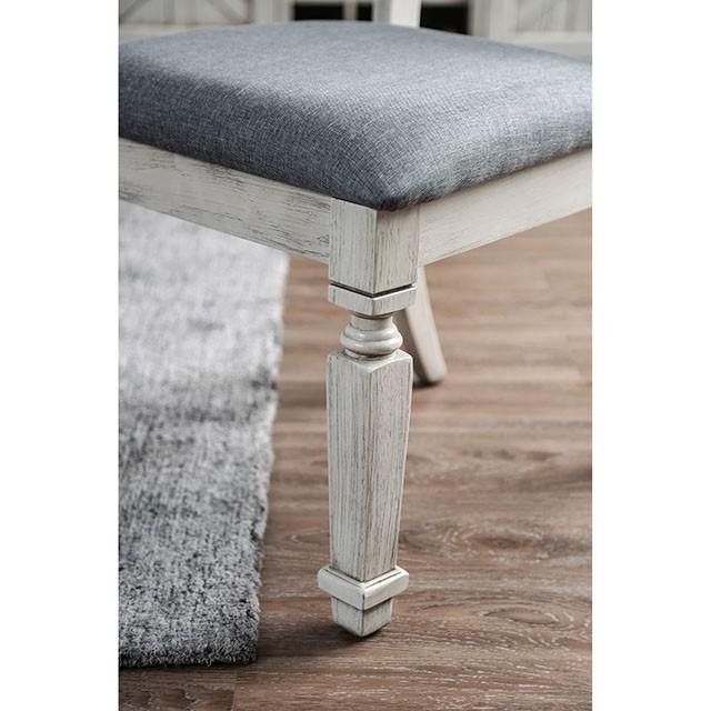 Georgia Antique White/Gray Bench - Visions in Furniture (La Mirada, CA)