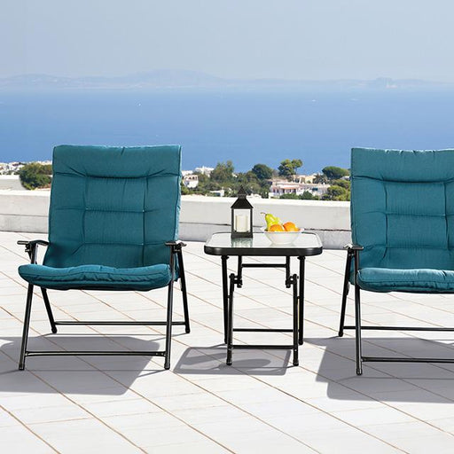 Bastia 3 Pc. Conversation Set Teal & Beige - Visions in Furniture (La Mirada, CA)