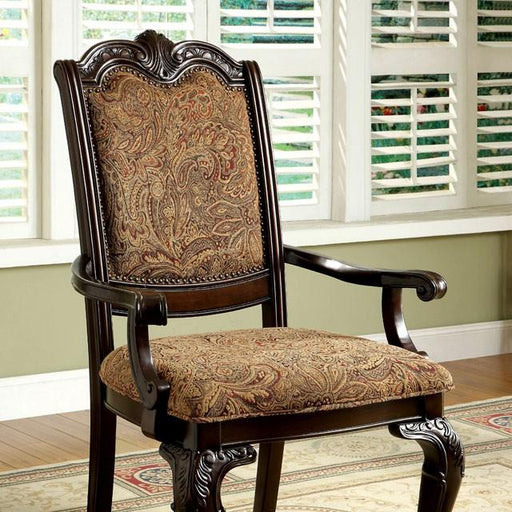 BELLAGIO Brown Cherry/Pattern Fabric Arm Chair (2/CTN) - Visions in Furniture (La Mirada, CA)