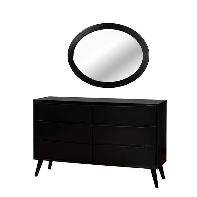 LENNART II Black Oval Mirror - Visions in Furniture (La Mirada, CA)