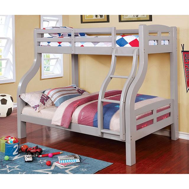 SOLPINE Gray & Oak Twin/Full Bunk Bed - Visions in Furniture (La Mirada, CA)