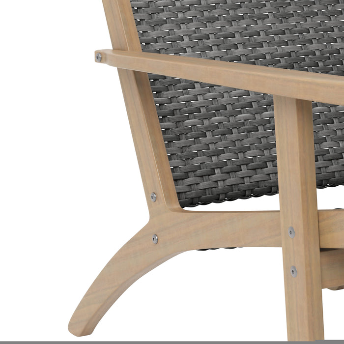 Radius Patio Wood And Gray Wicker Side Chair (2 Per Carton)