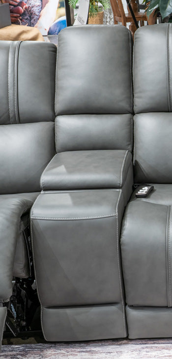 5Z - Pittson Power Reclining Sectional Loveseat with Console - Visions in Furniture (La Mirada, CA)