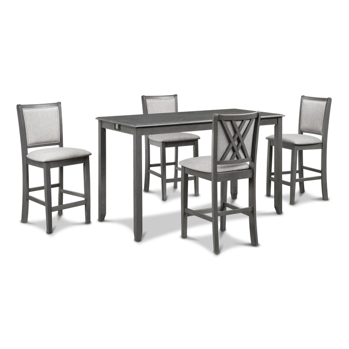 AMY  60" COUNTER TABLE+CHAIRS W/STG  (5 PCS)  -GRAY - Visions in Furniture (La Mirada, CA)