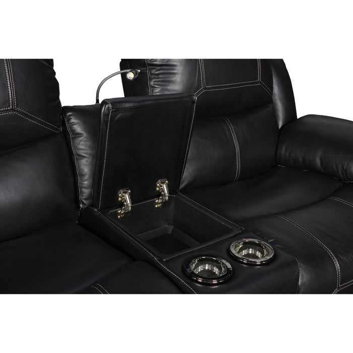 FLYNN CONSOLE LOVESEAT W/ READING LIGHT- BLACK - Visions in Furniture (La Mirada, CA)