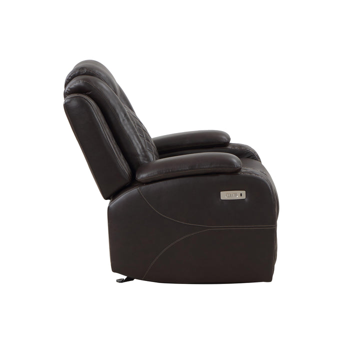 JOSHUA LEATHER GLIDER RECLINER - DK BROWN - Visions in Furniture (La Mirada, CA)