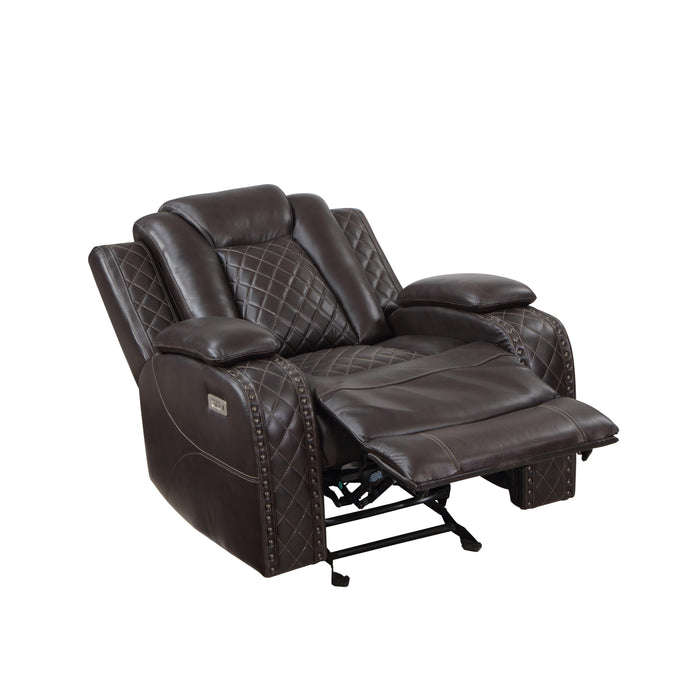 JOSHUA LEATHER GLIDER RECLINER - DK BROWN - Visions in Furniture (La Mirada, CA)