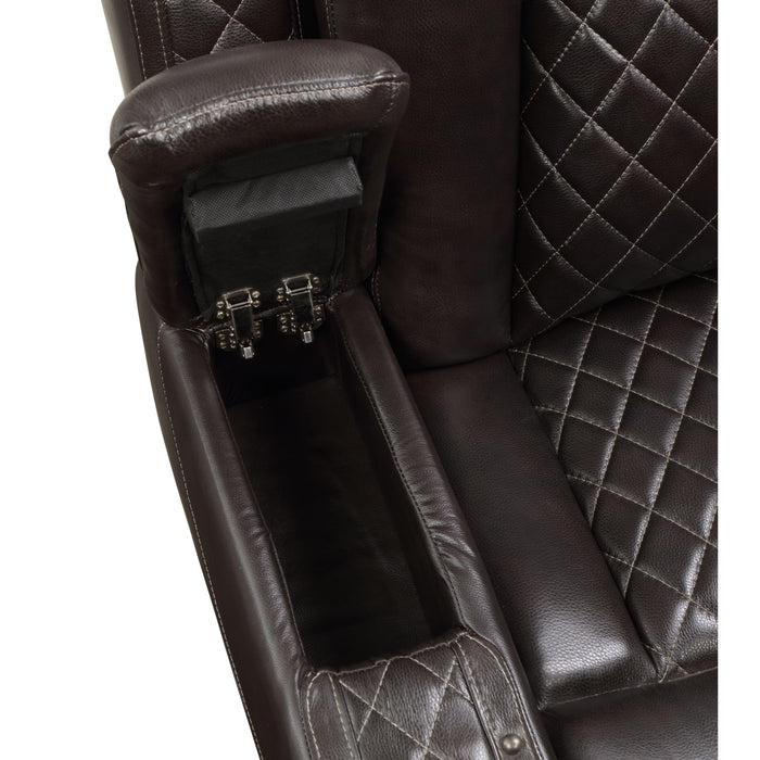 JOSHUA LEATHER GLIDER RECLINER - DK BROWN - Visions in Furniture (La Mirada, CA)