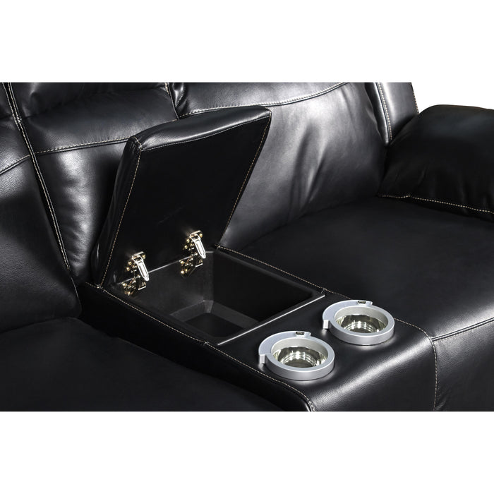 VEGA CONSOLE LOVESEAT - PREMIER BLACK - Visions in Furniture (La Mirada, CA)