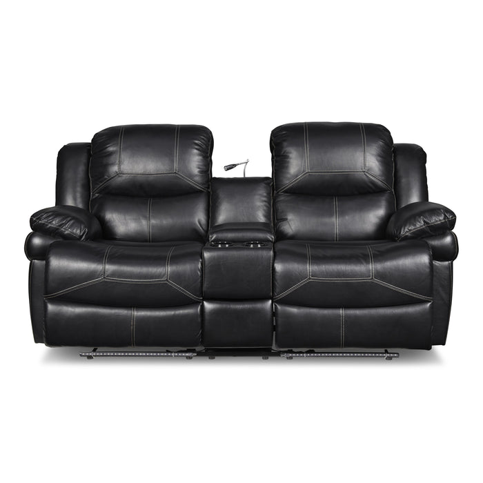 FLYNN CONSOLE LOVESEAT W/ READING LIGHT- BLACK - Visions in Furniture (La Mirada, CA)