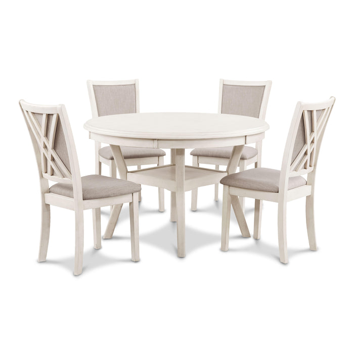 AMY 5PC ROUND DINING SET- BISQUE - Visions in Furniture (La Mirada, CA)