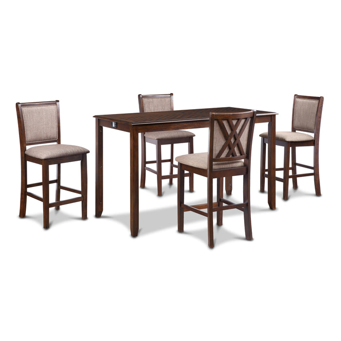 AMY 60" COUNTER TABLE+CHAIRS W/STG (5 PC) -CHERRY - Visions in Furniture (La Mirada, CA)