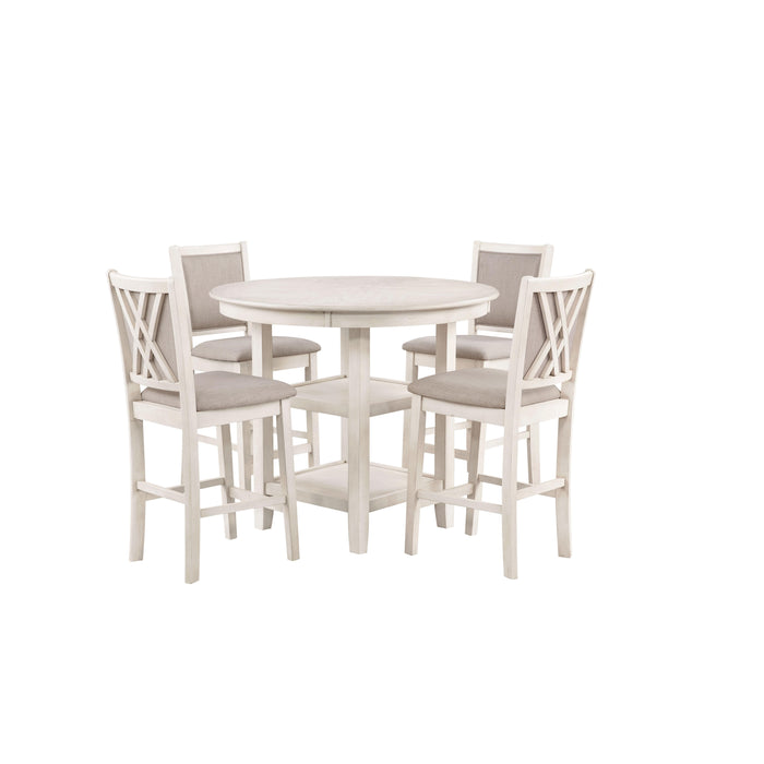 AMY 5 PC COUNTER TABLE SET-BISQUE - Visions in Furniture (La Mirada, CA)
