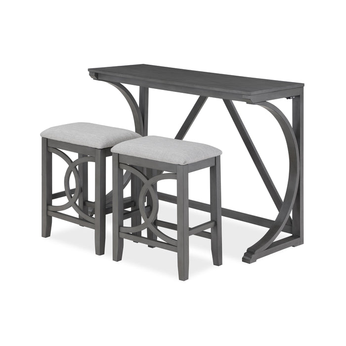BELLA COUNTER  TABLE & 2 STOOLS-GRAY - Visions in Furniture (La Mirada, CA)
