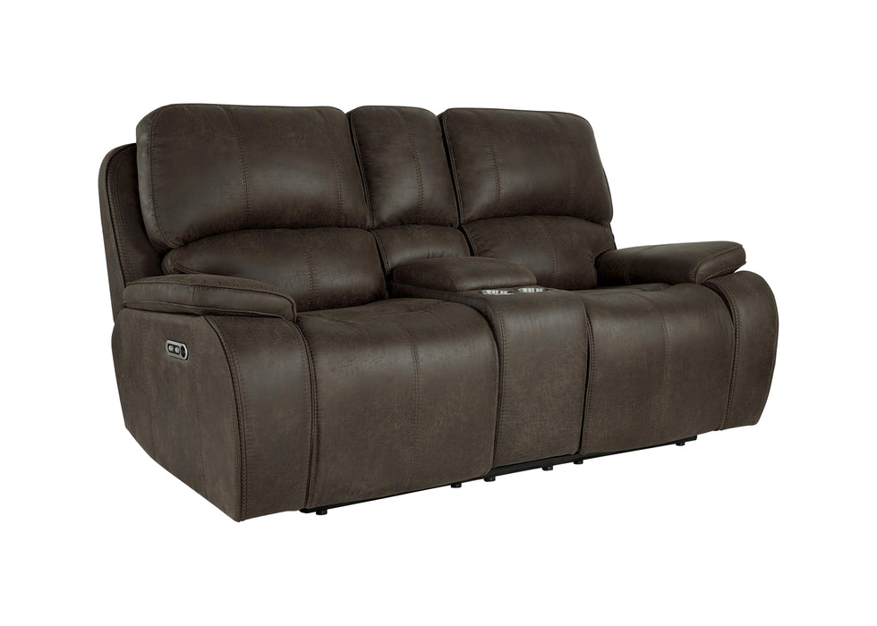 BROOKINGS CONSOLE LOVESEAT W/ DUAL RECLINERS-BROWN