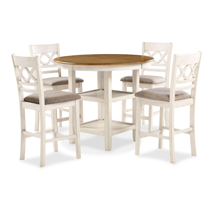 CORI COUNTER 5 PC SET-BISQUE/BROWN - Visions in Furniture (La Mirada, CA)