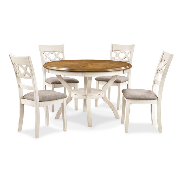 CORI ROUND DINING 5 PC SET-BISQUE/BROWN - Visions in Furniture (La Mirada, CA)