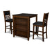 GIA 30" COUNTER TABLE W/2 CHAIRS & STG SHELF-BROWN - Visions in Furniture (La Mirada, CA)