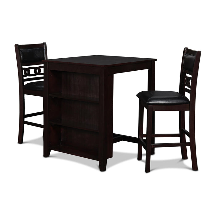GIA 30" COUNTER TABLE W/2 CHAIRS & STG SHELF-EBONY - Visions in Furniture (La Mirada, CA)