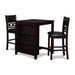 GIA 30" COUNTER TABLE W/2 CHAIRS & STG SHELF-EBONY - Visions in Furniture (La Mirada, CA)