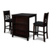 GIA 30" COUNTER TABLE W/2 CHAIRS & STG SHELF-EBONY - Visions in Furniture (La Mirada, CA)