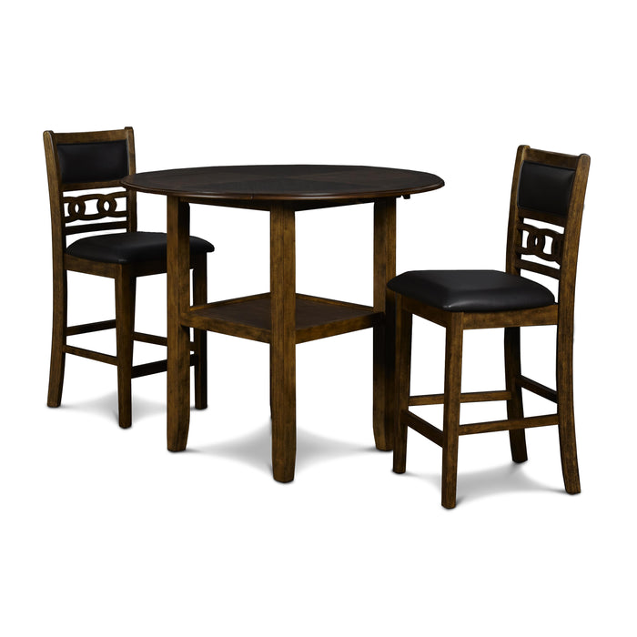 GIA 42" COUNTER  DROP LEAF TABLE W/2 CHAIRS-BROWN - Visions in Furniture (La Mirada, CA)