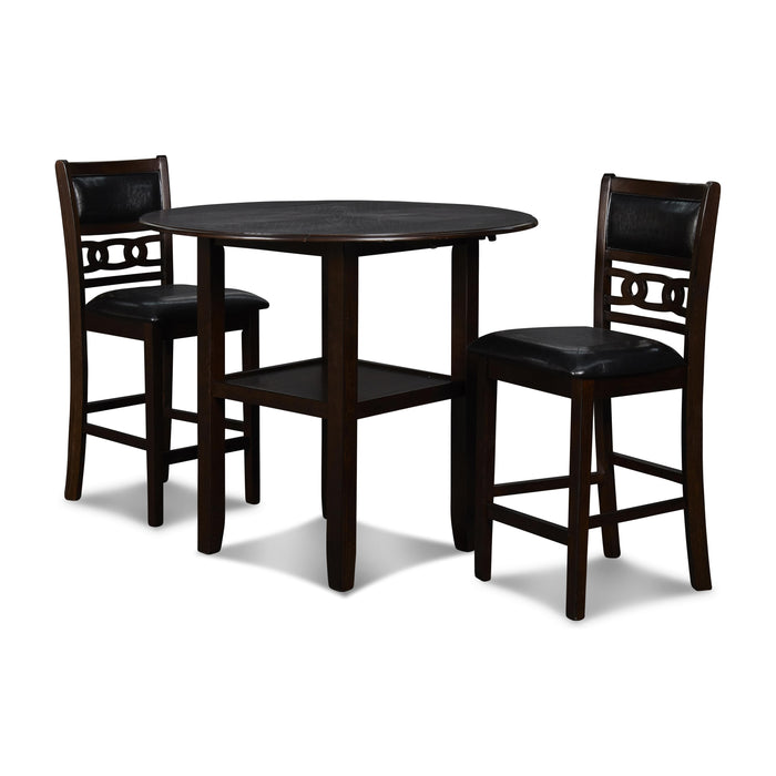GIA 42" COUNTER  DROP LEAF TABLE W/2 CHAIRS-EBONY - Visions in Furniture (La Mirada, CA)