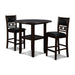GIA 42" COUNTER  DROP LEAF TABLE W/2 CHAIRS-EBONY - Visions in Furniture (La Mirada, CA)
