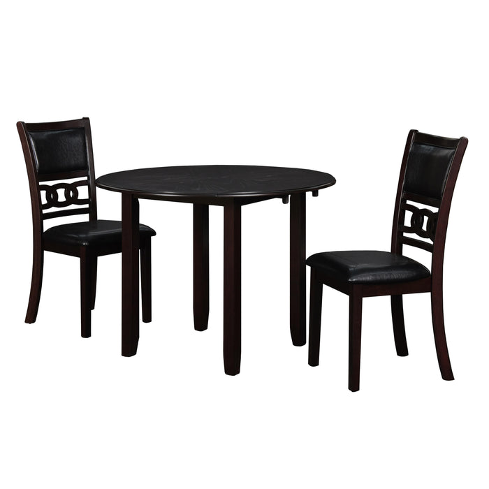 GIA 42" DINING  DROP LEAF TABLE W/2 CHAIRS-EBONY - Visions in Furniture (La Mirada, CA)