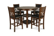 GIA ROUND COUNTER DINING 5 PC SET-BROWN - Visions in Furniture (La Mirada, CA)