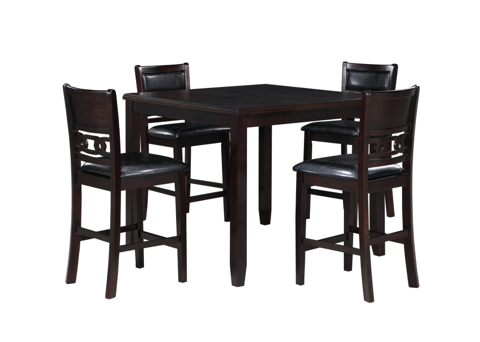 GIA 5PC 42" SQUARE  COUNTER TABLE & 4 CHAIRS-EBONY - Visions in Furniture (La Mirada, CA)
