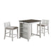 HESTON 36" STORAGE COUNTER TABLE SET W/2 CHAIRS-WHITE/GRAY - Visions in Furniture (La Mirada, CA)