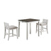 HESTON 36" STORAGE COUNTER TABLE SET W/2 CHAIRS-WHITE/GRAY - Visions in Furniture (La Mirada, CA)