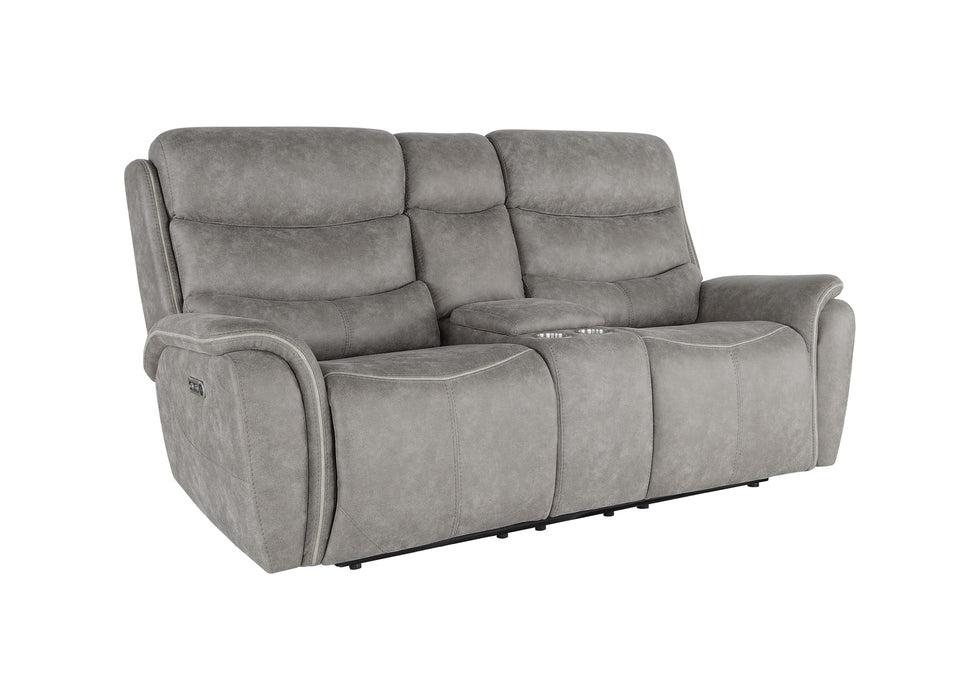 KAMARI CONSOLE LOVESEAT W/ DUAL RECLINERS-GRAY - Visions in Furniture (La Mirada, CA)