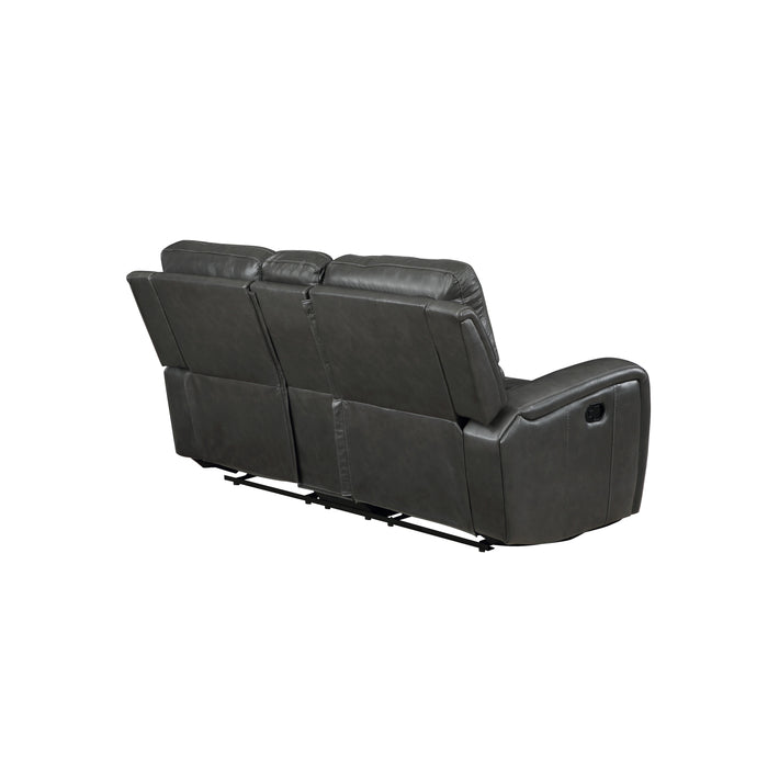 LINTON LEATHER CONSOLE LOVESEAT W/ PWR FR-GRAY