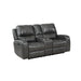 LINTON LEATHER CONSOLE LOVESEAT W/ DUAL RECLINERS-GRAY - Visions in Furniture (La Mirada, CA)