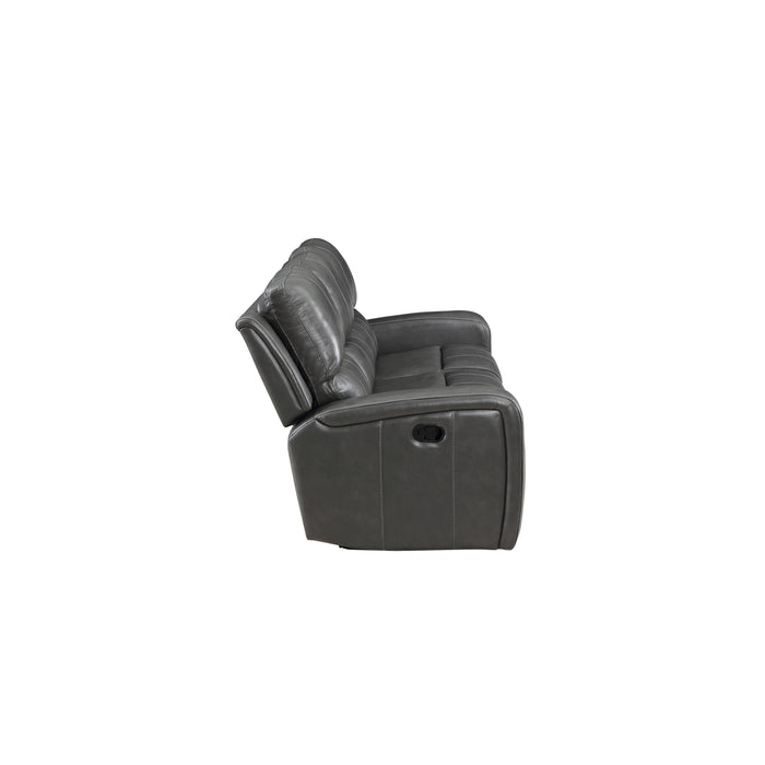 LINTON LEATHER SOFA W/DUAL RECLINER-GRAY - Visions in Furniture (La Mirada, CA)