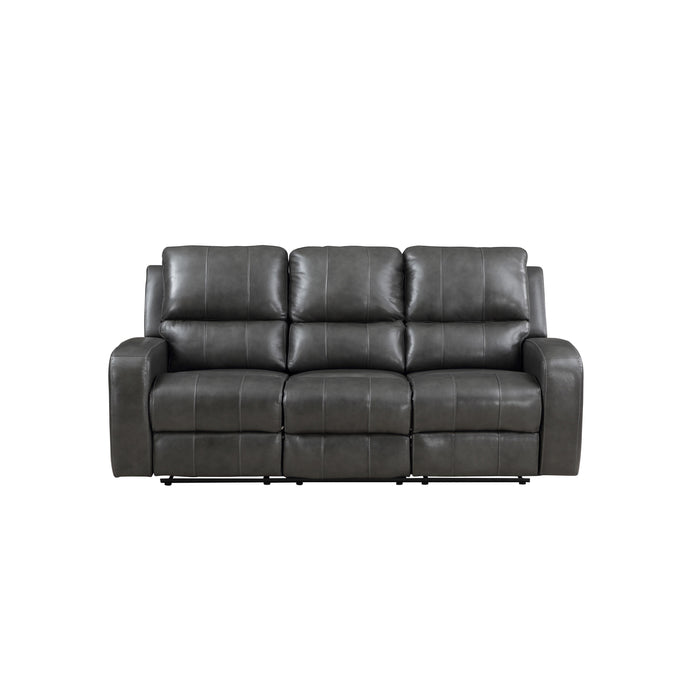LINTON LEATHER SOFA W/DUAL RECLINER-GRAY - Visions in Furniture (La Mirada, CA)