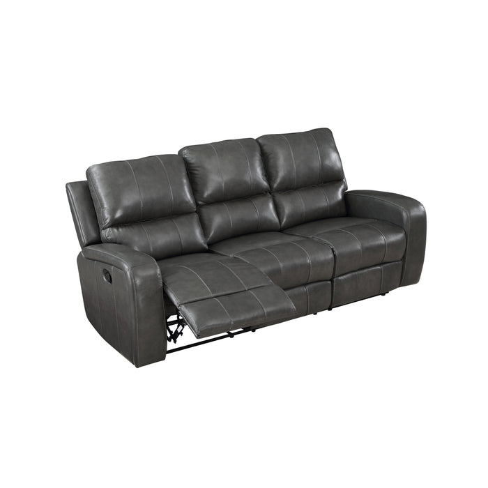 LINTON LEATHER SOFA W/DUAL RECLINER-GRAY - Visions in Furniture (La Mirada, CA)