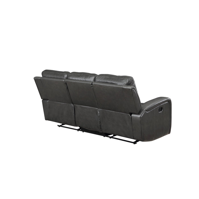 LINTON LEATHER SOFA W/DUAL RECLINER-GRAY - Visions in Furniture (La Mirada, CA)