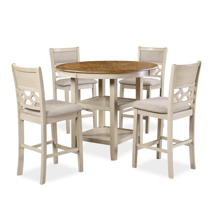 MITCHELL 5 PC COUNTER SET-TWO TONE BISQUE/BROWN - Visions in Furniture (La Mirada, CA)