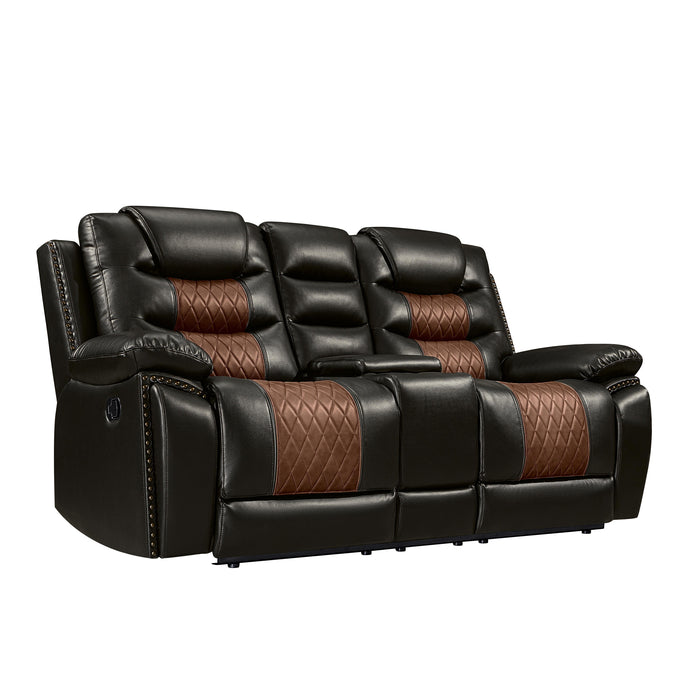NIKKO CONSOLE LOVESEAT W/ DUAL RECLINERS-BROWN - Visions in Furniture (La Mirada, CA)