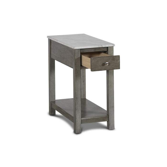 NOAH END TABLE WITH DRAWER-GRAY W/FAUX MARBLE TOP