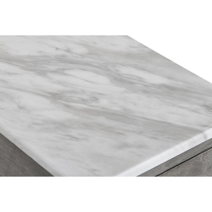NOAH END TABLE WITH DRAWER-GRAY W/FAUX MARBLE TOP