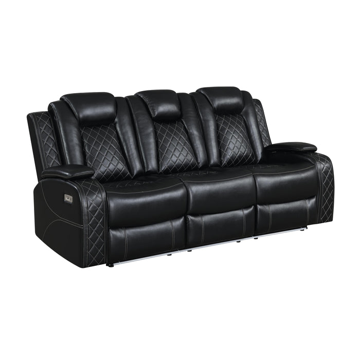 ORION SOFA W/DUAL RECLINER-BLACK - Visions in Furniture (La Mirada, CA)
