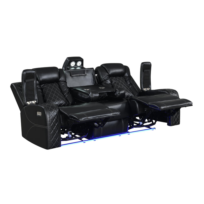 ORION SOFA W/DUAL RECLINER-BLACK - Visions in Furniture (La Mirada, CA)
