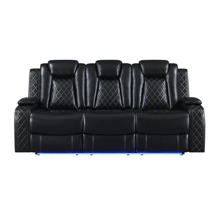 ORION SOFA W/DUAL RECLINER-BLACK - Visions in Furniture (La Mirada, CA)