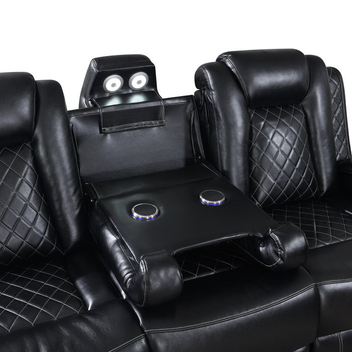 ORION SOFA W/DUAL RECLINER-BLACK - Visions in Furniture (La Mirada, CA)